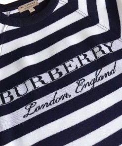 Burberry Selune Striped Logo Intarsia Sweater