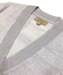 Burberry Angell Bell-Sleeve Check Merino Blend V-Neck Sweater