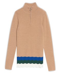 Sandro Stephy Stripe-Detail Zip Neck Sweater