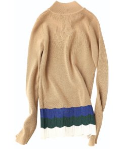 Sandro Stephy Stripe-Detail Zip Neck Sweater