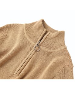 Sandro Stephy Stripe-Detail Zip Neck Sweater