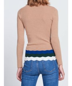 Sandro Stephy Stripe-Detail Zip Neck Sweater