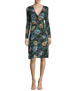 Diane von Furstenberg Benton Floral Long-Sleeve Wrap Dress