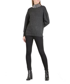 Sandro Faux Pearl Embellished Mockneck Sweater