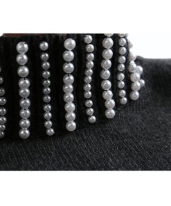 Sandro Faux Pearl Embellished Mockneck Sweater