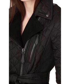 Burberry Brit Wool-Panel Quilted Biker Jacket