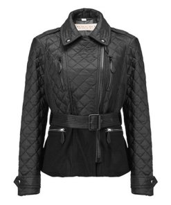 Burberry Brit Wool-Panel Quilted Biker Jacket