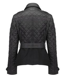 Burberry Brit Wool-Panel Quilted Biker Jacket