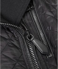 Burberry Brit Wool-Panel Quilted Biker Jacket