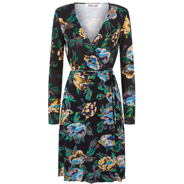 Diane von Furstenberg Benton Floral Long-Sleeve Wrap Dress evaChic Diane von Furstenberg Benton Floral Long-Sleeve Wrap Dress evaChic