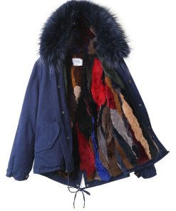 Forte Couture Rabbit & Raccoon Fur-Detailed Short Parka