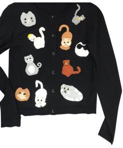 Alice + Olivia Ruthy Cat Crochet Patch Wool Cardigan