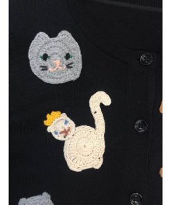 Alice + Olivia Ruthy Cat Crochet Patch Wool Cardigan
