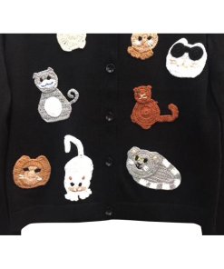 Alice + Olivia Ruthy Cat Crochet Patch Wool Cardigan