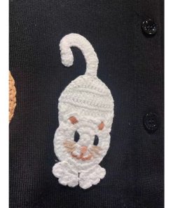 Alice + Olivia Ruthy Cat Crochet Patch Wool Cardigan