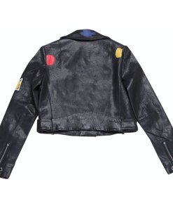 Alice + Olivia X Basquiat Cody Embellished Leather Biker Jacket