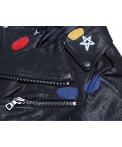Alice + Olivia X Basquiat Cody Embellished Leather Biker Jacket