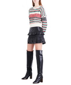 Maje Massimo Decorative Multicolor Knit Sweater