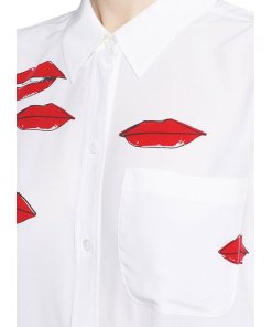 Equipment Daddy x Garance Doré Red Lip Print Silk Shirt
