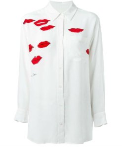 Equipment Daddy x Garance Doré Red Lip Print Silk Shirt