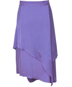 Diane von Furstenberg Striped High-Waist Asymmetric Ruffle Silk Skirt
