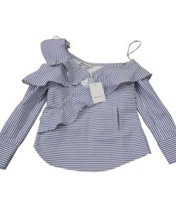 Self-Portrait Striped Asymmetric Ruffle Top