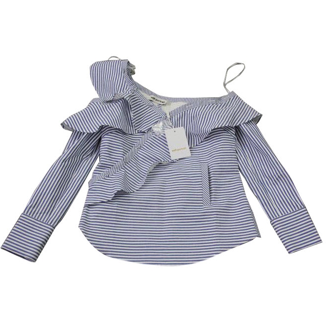 Self-Portrait Striped Asymmetric Ruffle Top