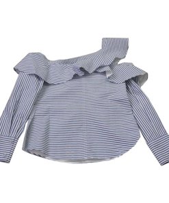 Self-Portrait Striped Asymmetric Ruffle Top