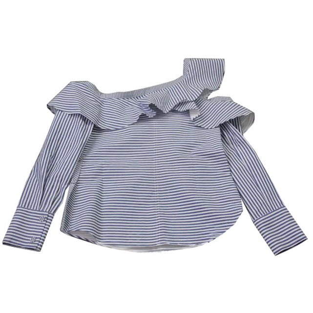 Self-Portrait Striped Asymmetric Ruffle Top