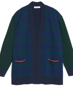 Sandro Clara Checked Just Love U Wool Cardigan