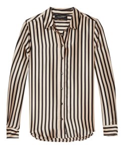 Maison Scotch Striped Silk Button Shirt