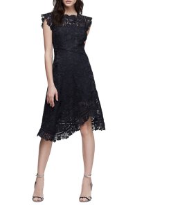 Reiss Lucy Asymmetric Hem Lace Midi Dress