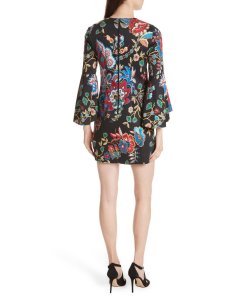 Alice + Olivia Thym Trumpet Sleeve Floral Dress