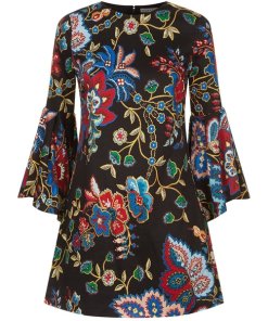 Alice + Olivia Thym Trumpet Sleeve Floral Dress