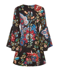 Alice + Olivia Thym Trumpet Sleeve Floral Dress