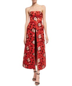 Alice + Olivia Jeri Strapless Floral-Print Overskirt Romper
