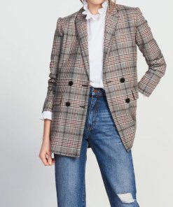 Sandro Lauryn Plaid Wool-Blend Blazer