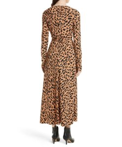 Diane von Furstenberg Leopard Print Midi Silk Wrap Dress