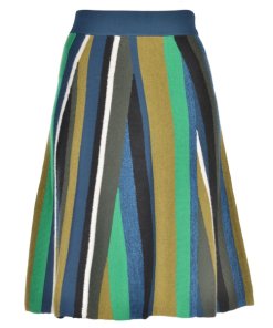 Kenzo Broken Stripes Knee-Length Wool Blend Knit Skirt