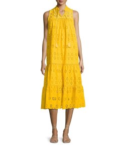 Kate Spade New York Sleeveless Cotton Eyelet Midi Dress