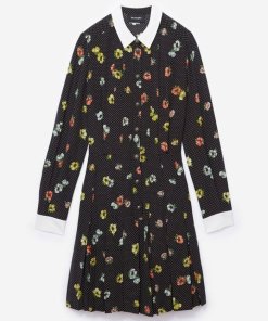 The Kooples Camellia Print Silk Shirtdress