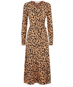 Diane von Furstenberg Leopard Print Midi Silk Wrap Dress