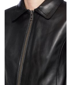 Vince Detachable Shearling Collar Leather Jacket