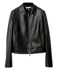 Vince Detachable Shearling Collar Leather Jacket