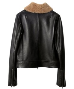 Vince Detachable Shearling Collar Leather Jacket