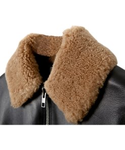 Vince Detachable Shearling Collar Leather Jacket