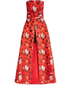 Alice + Olivia Jeri Strapless Floral-Print Overskirt Romper