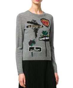 Alice + Olivia LA Embroidered Wool Sweater