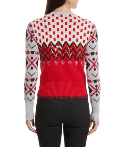Coach 1941 Sequined Jacquard Wool & Cashmere V-Neck Sweater