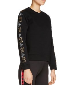 Maje Topaz Love Sequin-Sleeve Sweatshirt